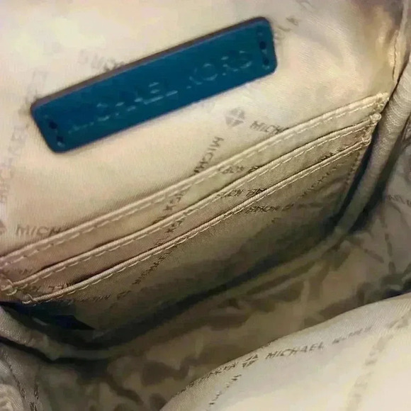 Michael Kors Sloan Editor Purse Small Phone Logo Jacquard Crossbody Navy - Picture 8 of 10